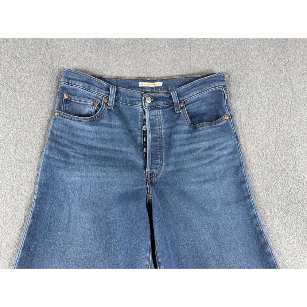 Levis Ribcage Straight Ankle Jeans Womens 32x27 Medium Wash High Rise Denim